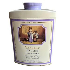 VTG Yardley English Lavender Perfumed Talc Powder 7oz Metal Tin Made in England